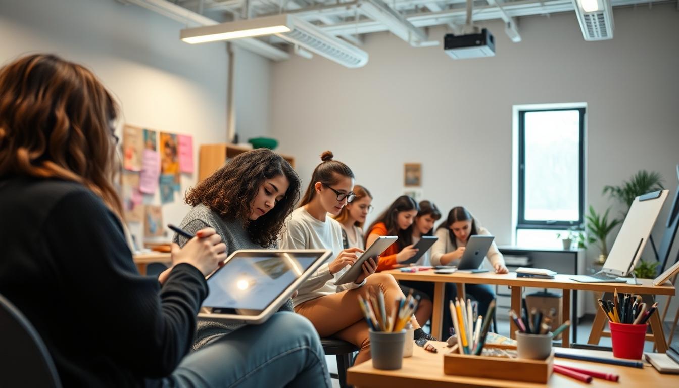 Student using learning strategies while studying