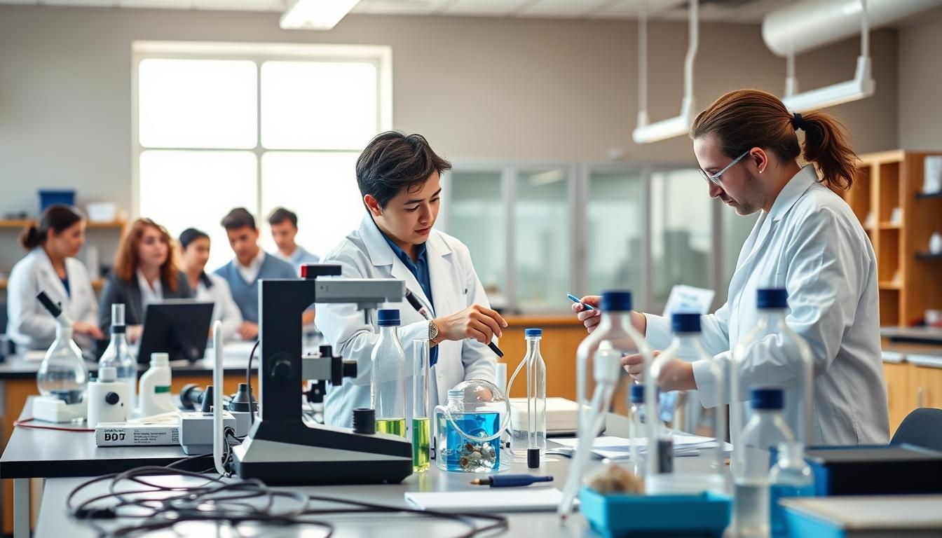 Student using a study guide to organize academic notes